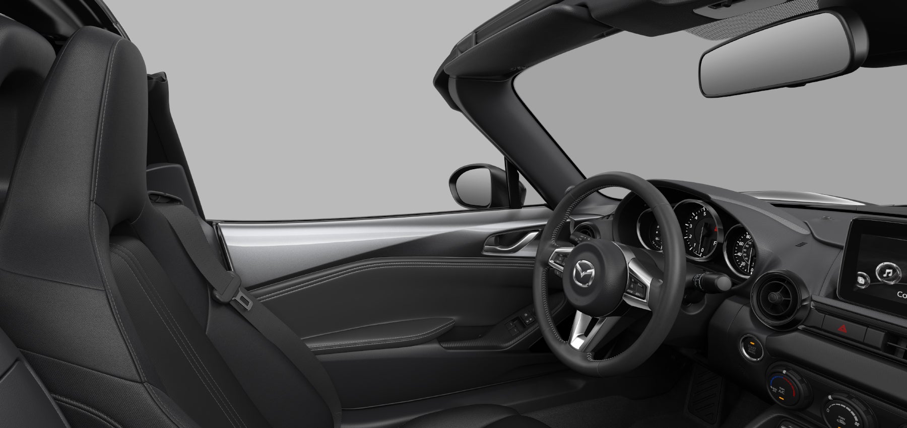 2022 Mazda MX5 Miata RF Club Interior Black Cloth with Light Gray Stitching | Knudtsen Foothills Mazda in Spokane WA