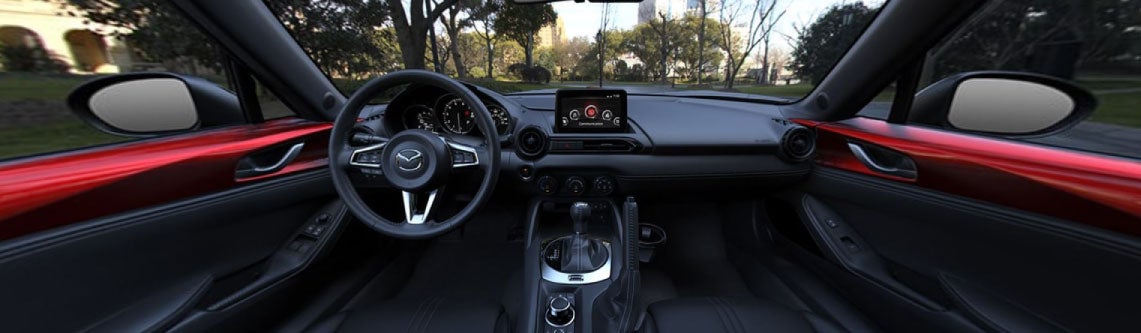 2022 Mazda MX5 Miata RF Club Interior Black Cloth with Light Gray Stitching | Knudtsen Foothills Mazda in Spokane WA