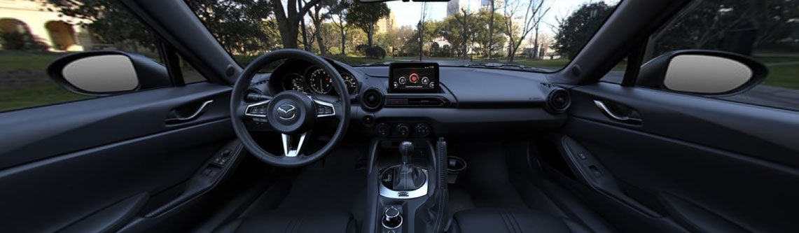2022 Mazda MX5 Miata RF Club Interior Black Cloth with Light Gray Stitching | Knudtsen Foothills Mazda in Spokane WA