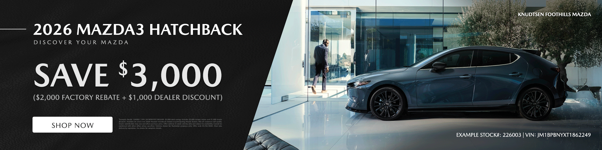 Save $3000 2026 Mazda3 Hatchback